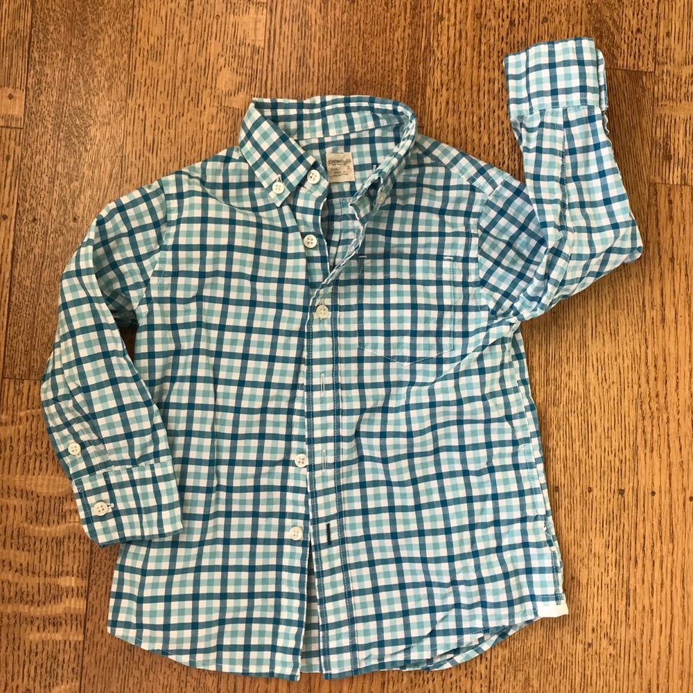 Crew Cuts Sizs 2T Blues Plaid Button-Down EUC